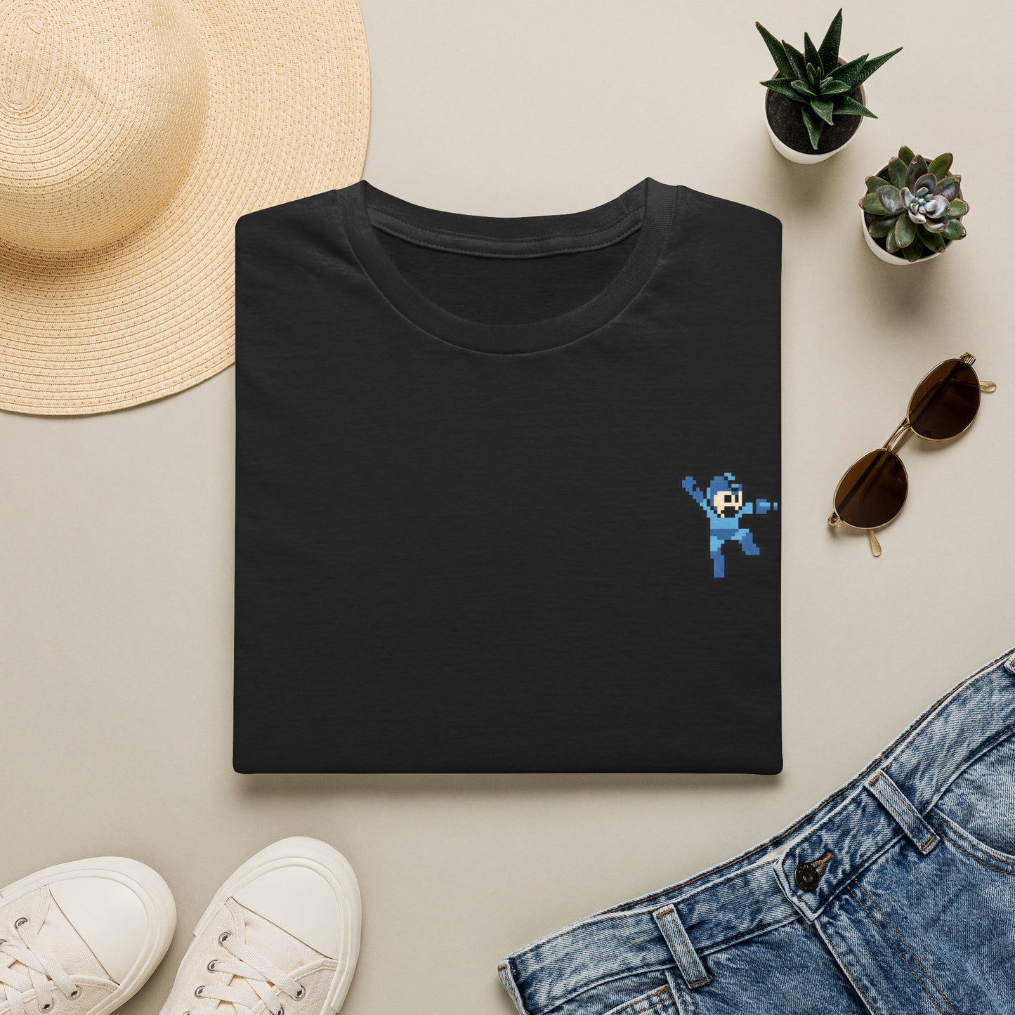 Mega Man Pixel-Art T-Shirt – Minimalistischer Retro-Look