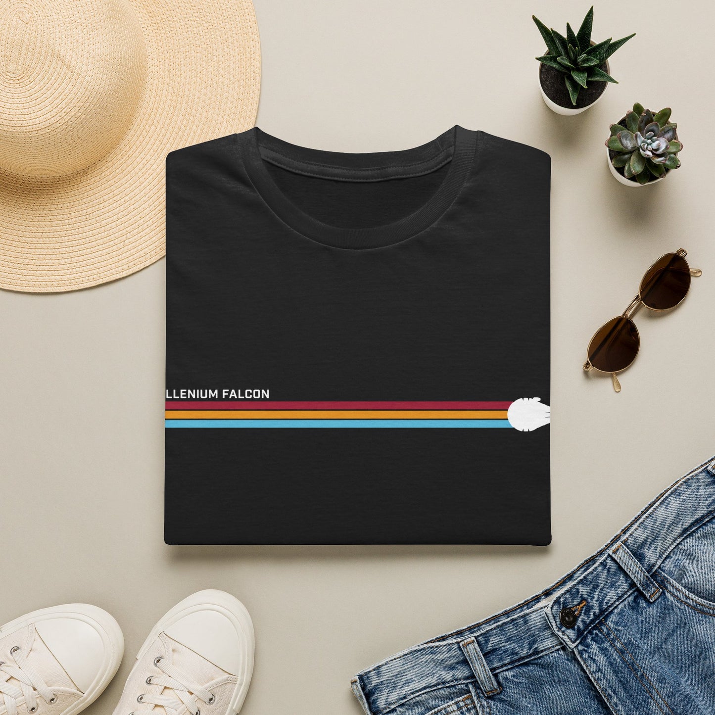 Millennium Falcon Hyperspace Tee – Minimalistisches Sci-Fi T-Shirt