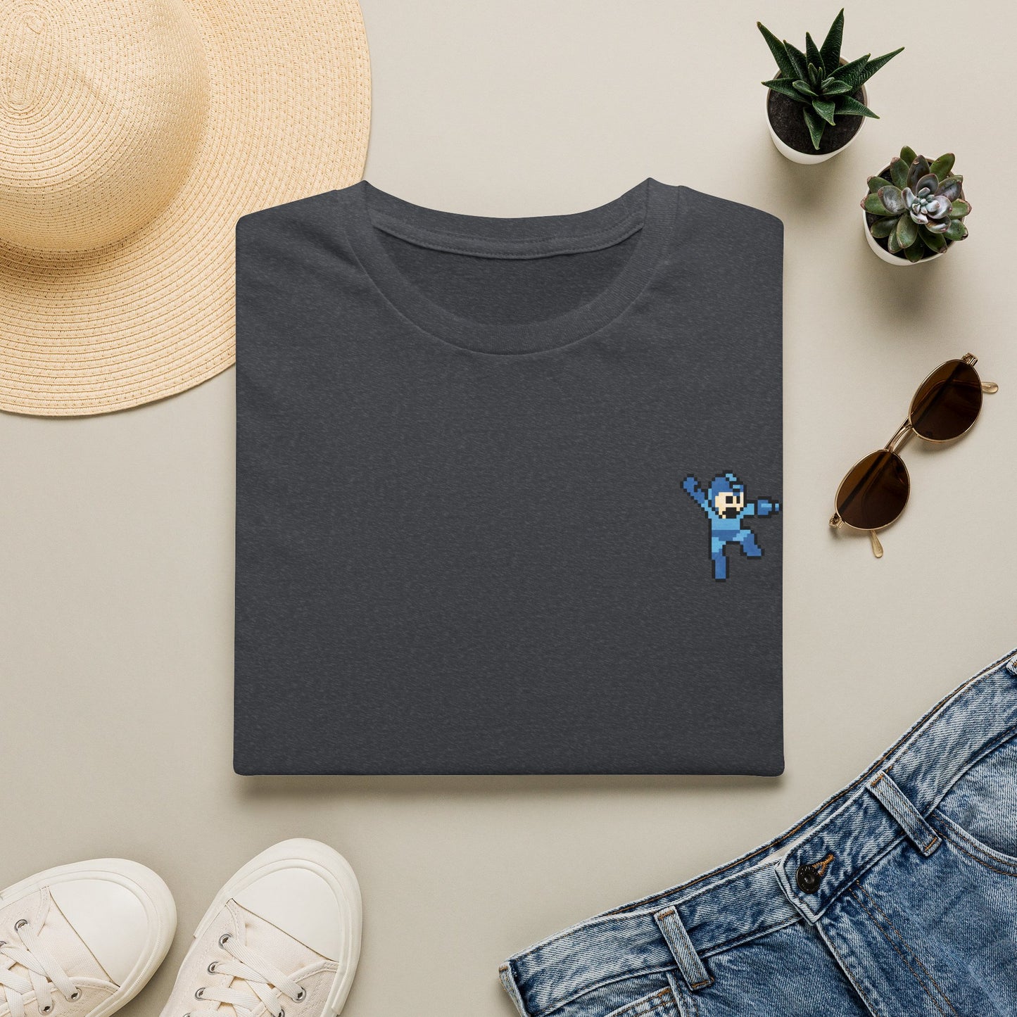 Mega Man Pixel-Art T-Shirt – Minimalistischer Retro-Look