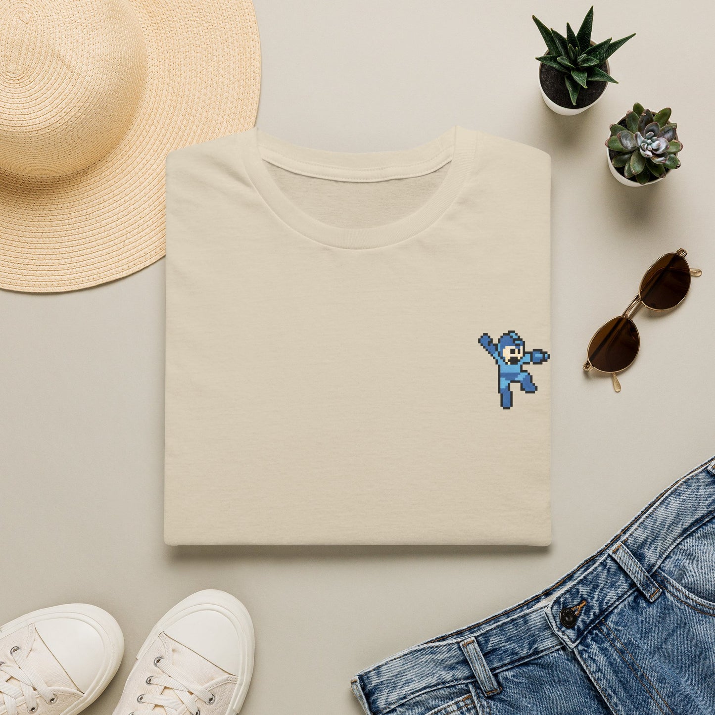 Mega Man Pixel-Art T-Shirt – Minimalistischer Retro-Look