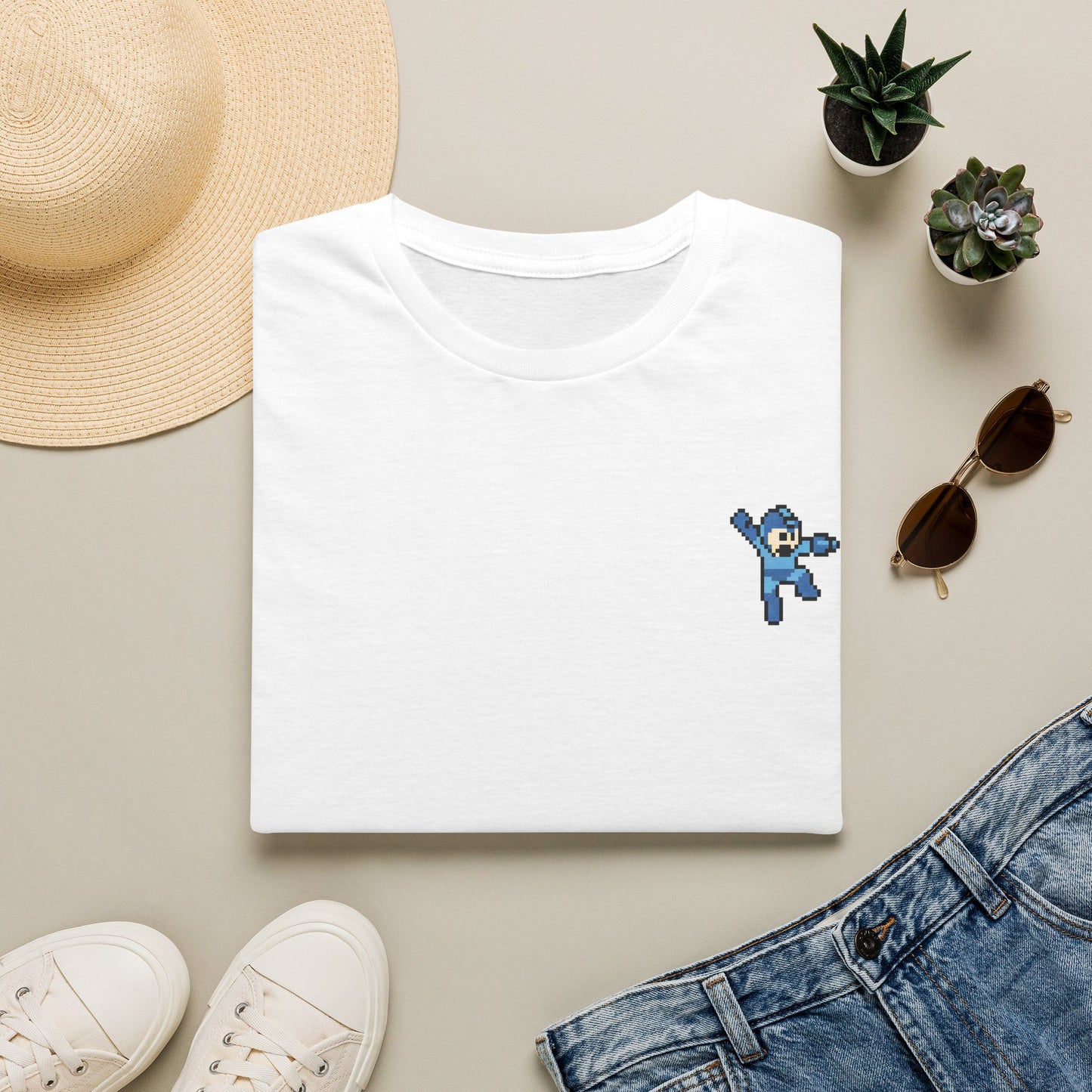 Mega Man Pixel-Art T-Shirt – Minimalistischer Retro-Look